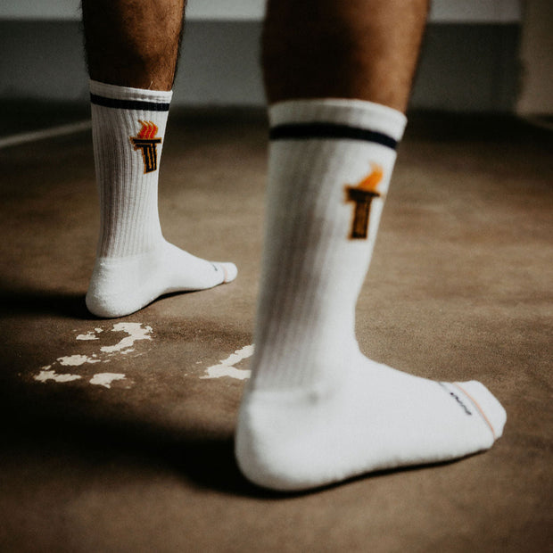 "Flammenwerfer" Premium Socks Weiß